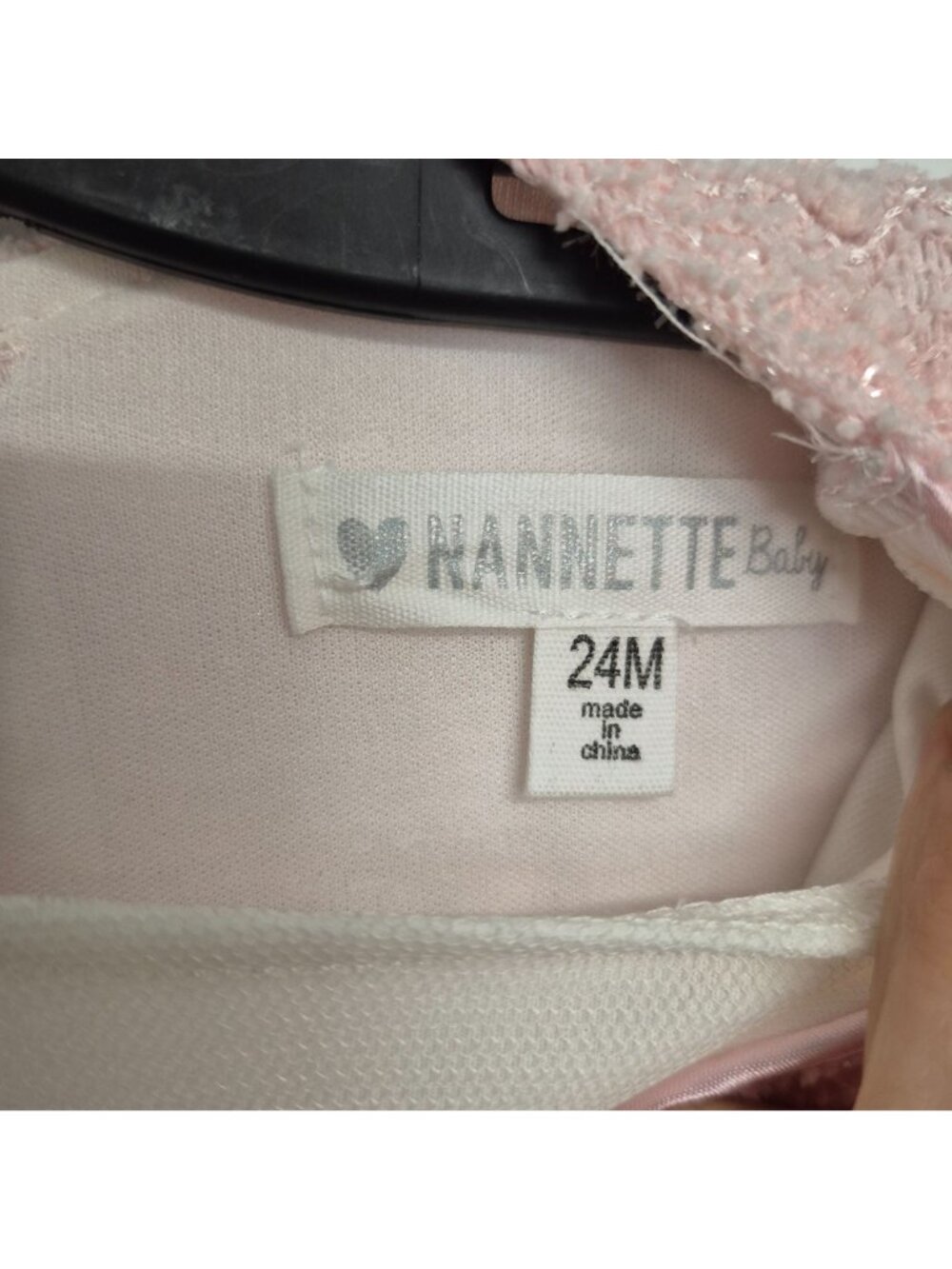 Nannette Baby Girls 24M Pink & Ivory Dress With Floral Rosette Skirt - Picture 3 of 6